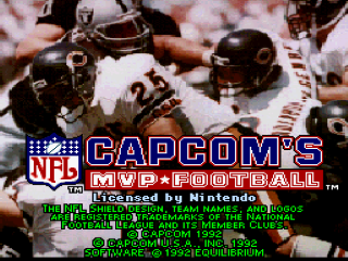 Capcom's MVP Football title screen for Super Nintendo